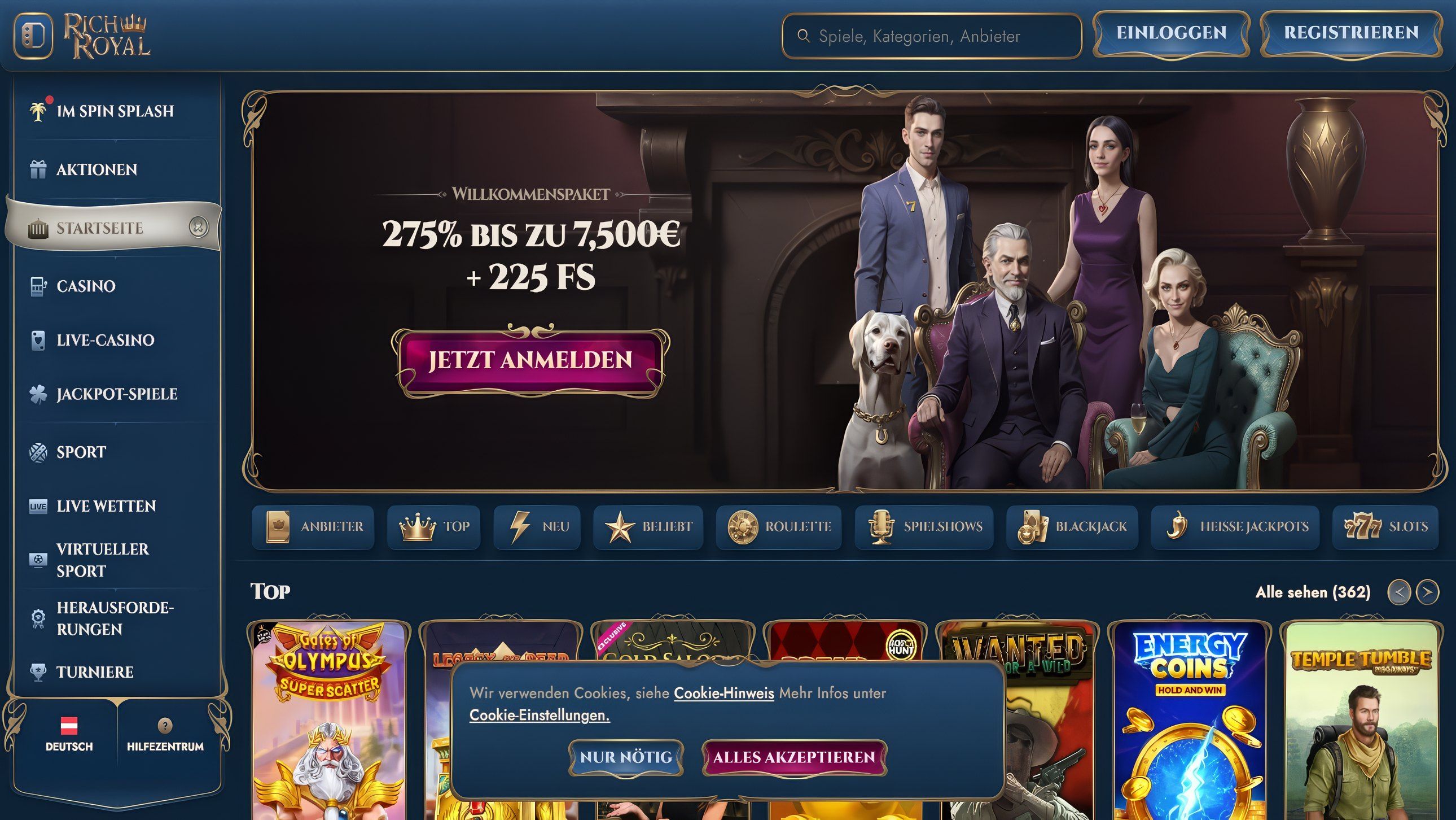 Richroyal Casino desktop screenshot 1